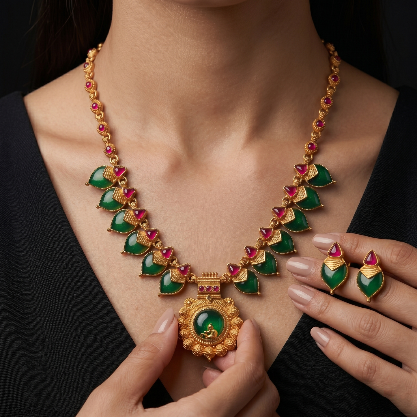 Mayura Palakka Necklace Set