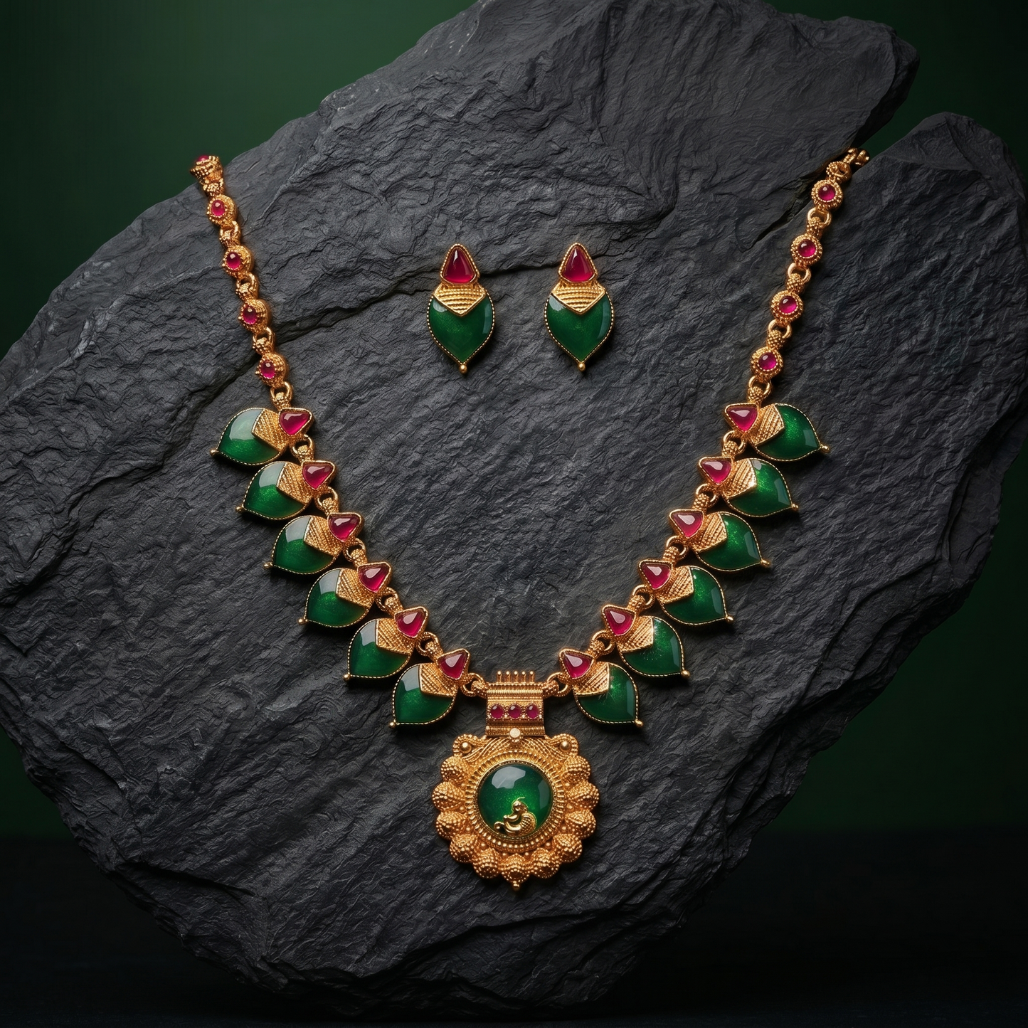 Mayura Palakka Necklace Set